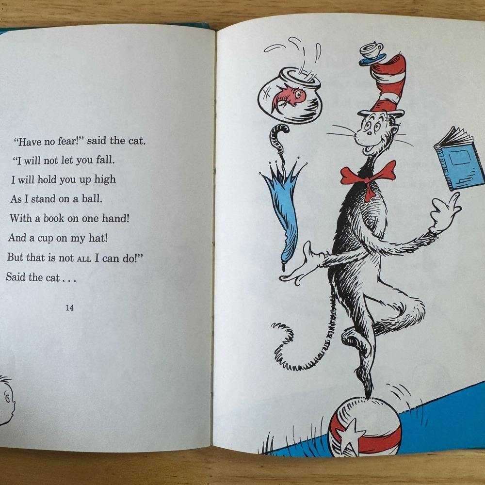 The Cat in the Hat Dr Seuss Hardcover Book Club Edition 1957 VTG Beginner Book - Picture 5 of 8